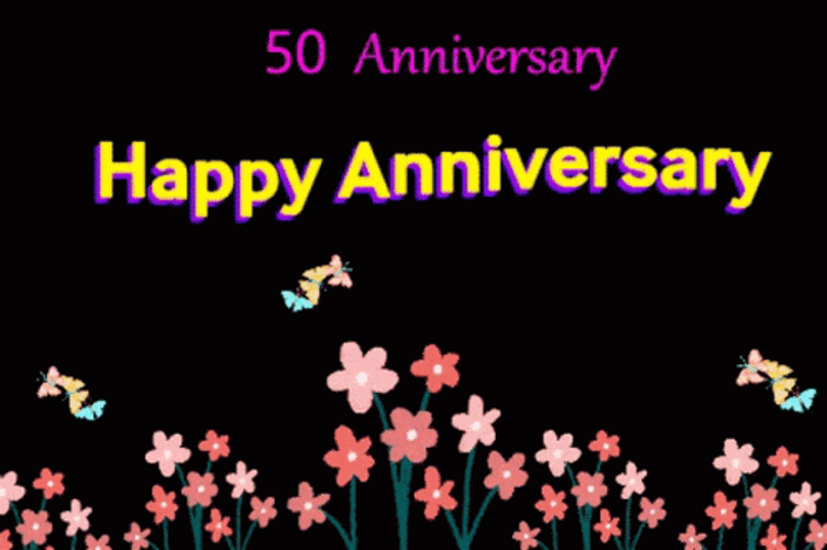 Happy 50Th Anniversary Colorful Flowers GIF