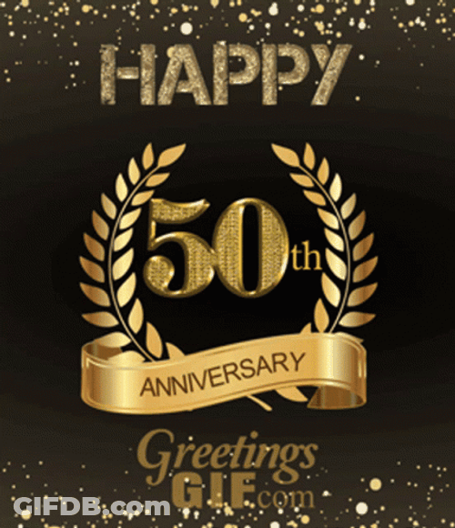 Happy 50Th Birthday Golden Text Artwork GIF