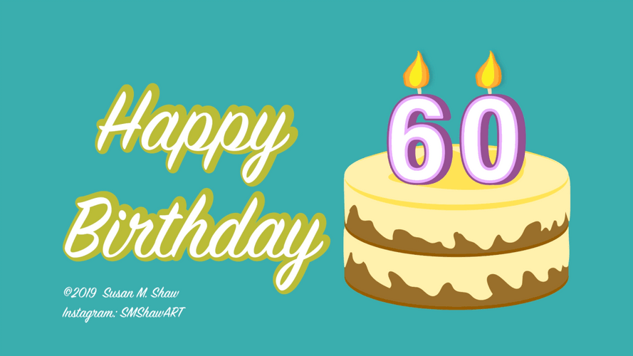 Happy 60Th Birthday Cake With Candles Computer Art GIF