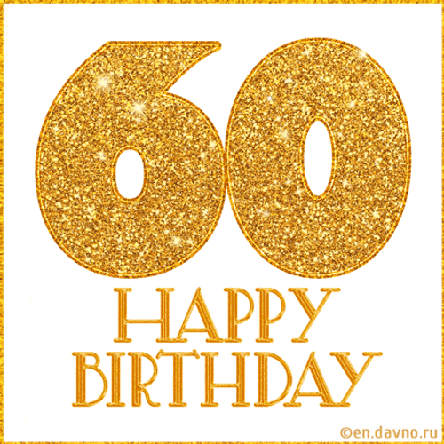 Happy 60Th Birthday Glittery Number Graphic Art GIF