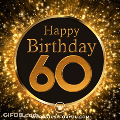 Happy 60Th Birthday Gold Glitters Background GIF