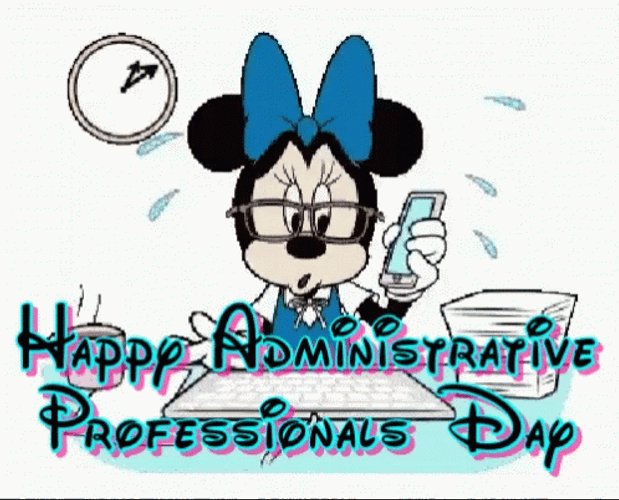 Happy Admin Day Minnie Mouse Working Quickly GIF