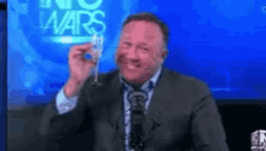 Happy Alex Jones Raising Wine Glass Cheers GIF