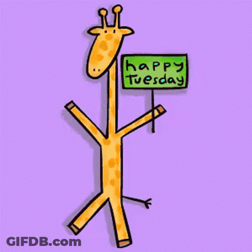 Happy Animated Tuesday Giraffe GIF