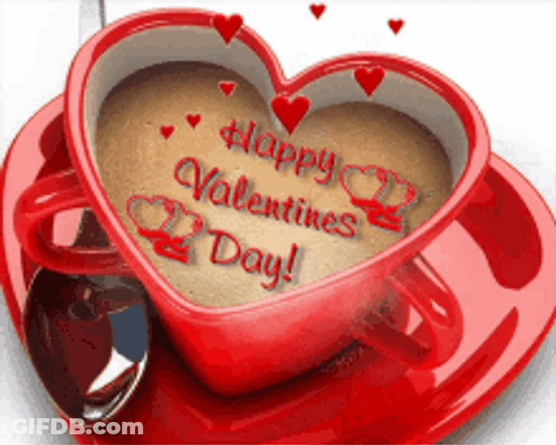 Happy Animated Valentines Day Heart Cup Of Coffee GIF
