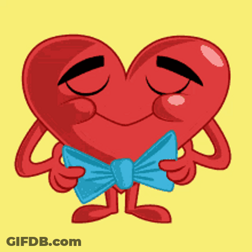 Happy Animated Valentines Day Mr. Heart Fixing Ribbon GIF