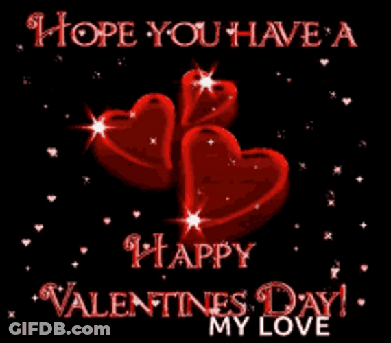 Happy Animated Valentines Day Sparkling Hearts GIF