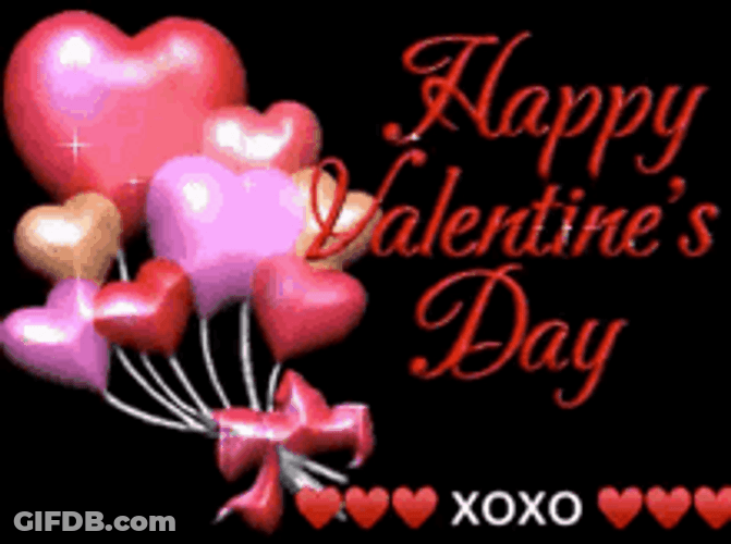 Happy Animated Valentines Day Xoxo Heart Balloons GIF