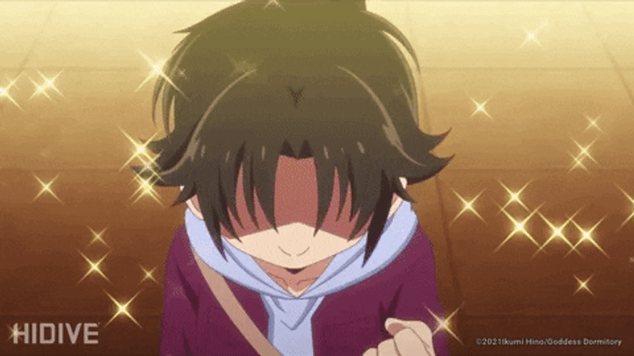 Happy Anime Boy With Sparkling Eyes GIF