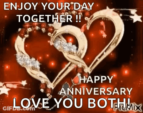 Happy Anniversary Card Two Hearts Enjoy Your Day Together GIF