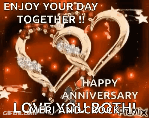 Happy Anniversary Card Two Hearts Enjoy Your Day Together GIF