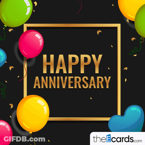 Happy Anniversary Card With Balloons GIF