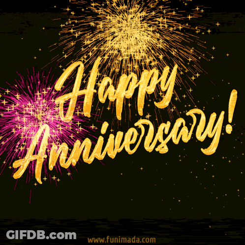 Happy Anniversary Card With Fireworks GIF