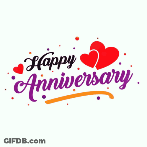 Happy Anniversary Card With Two Red Hearts GIF
