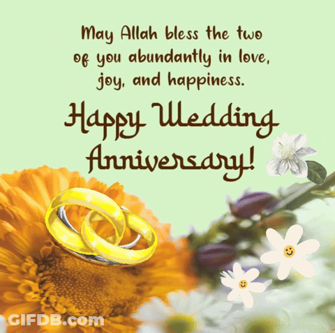 Happy Anniversary Card With Two Rings GIF