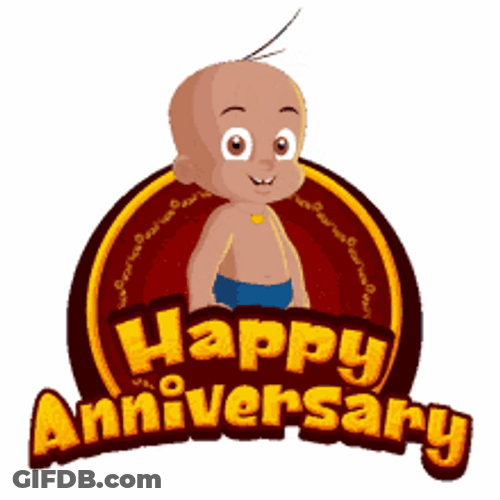 Happy Anniversary Funny Animated Baby Raju GIF