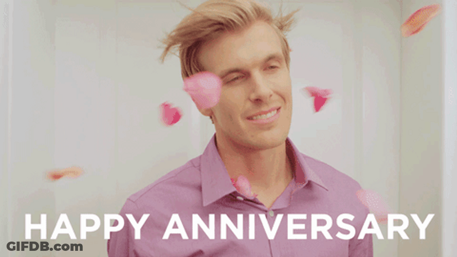 Happy Anniversary Funny Blow Kiss Flowers GIF