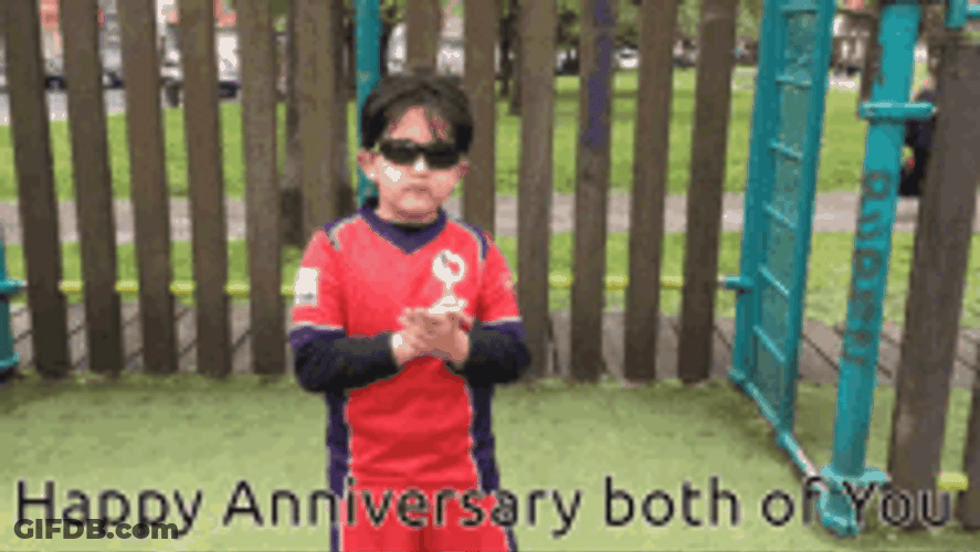 Happy Anniversary Funny Boy Superhero Clapping GIF