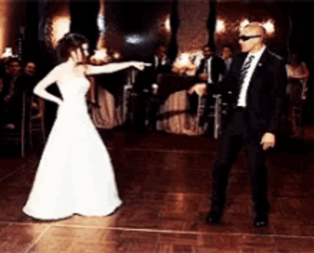 Happy Anniversary Funny Couple Dancing Point Fingers GIF