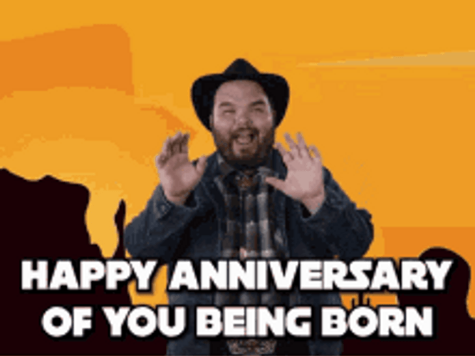 Happy Anniversary Funny Cowboy Greeting GIF