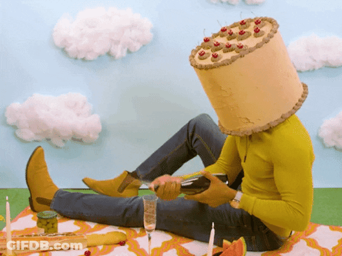 Happy Anniversary Funny Greeting Cake Head GIF