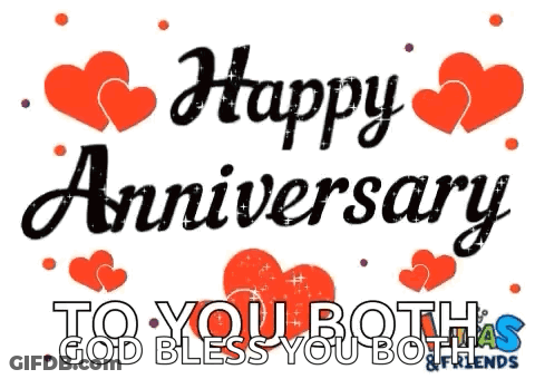 Happy Anniversary God Bless You Both And Friends Sign GIF