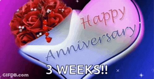 Happy Anniversary Greeting Card With Heart And Roses GIF
