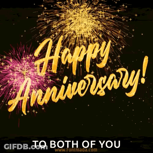 Happy Anniversary Greeting With Fireworks GIF
