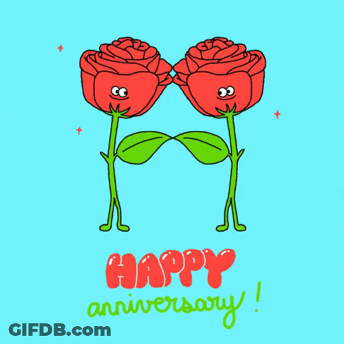 Happy Anniversary Roses Dancing GIF