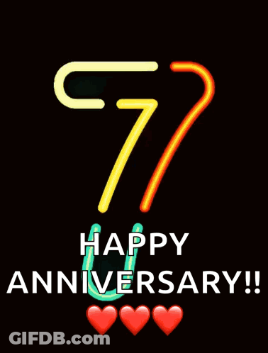 Happy Anniversary Sign With Hearts GIF