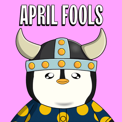 Happy April Fools Day Pudgy Penguin Funny Face GIF