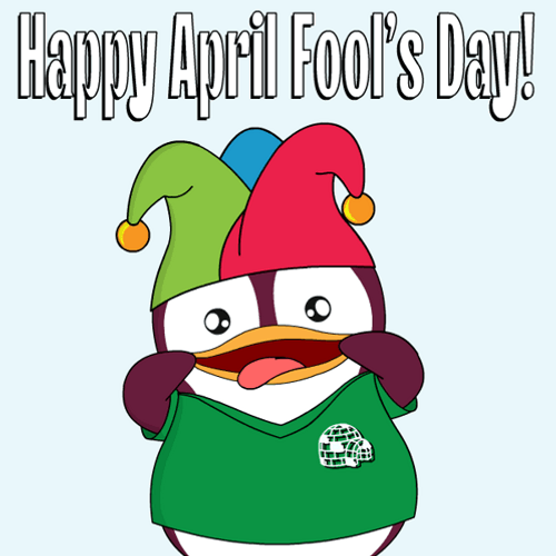 Happy April Fools Day Pudgy Penguin Pulling Cheeks GIF