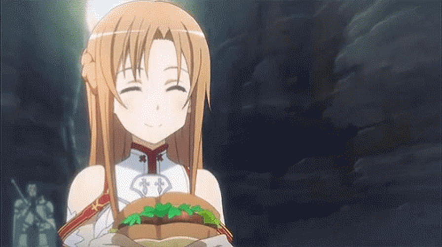 Happy Asuna Offering Sandwich GIF