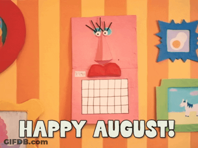 Happy August Talking Calendar GIF