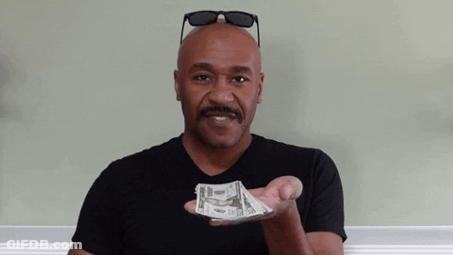 Happy Bald Guy Making It Rain GIF