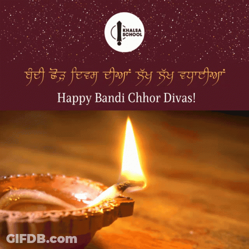 Happy Bandi Chhor Divas Poster With Lit Candle GIF