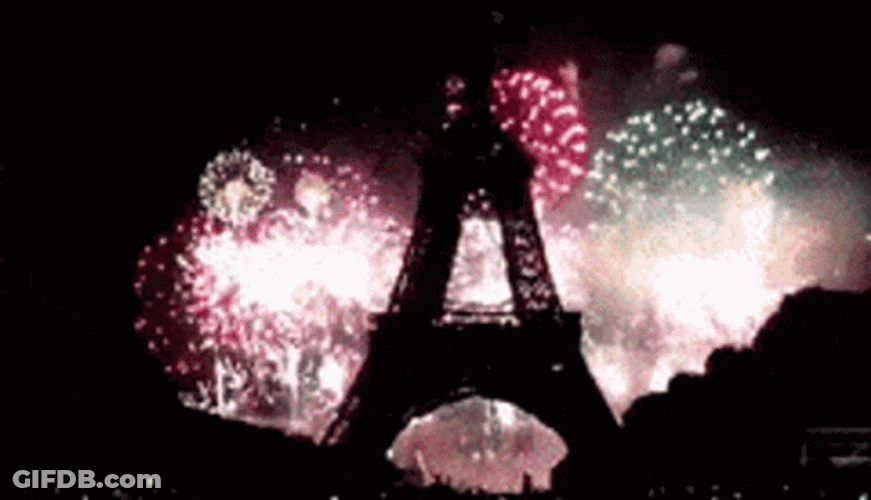 Happy Bastille Day Eiffel Tower Colorful Fireworks GIF