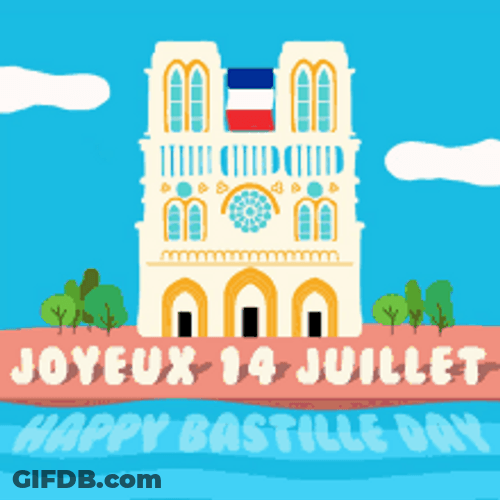 Happy Bastille Day Fireworks And France Building GIF