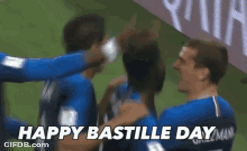 Happy Bastille Day Football Players Group Hug GIF