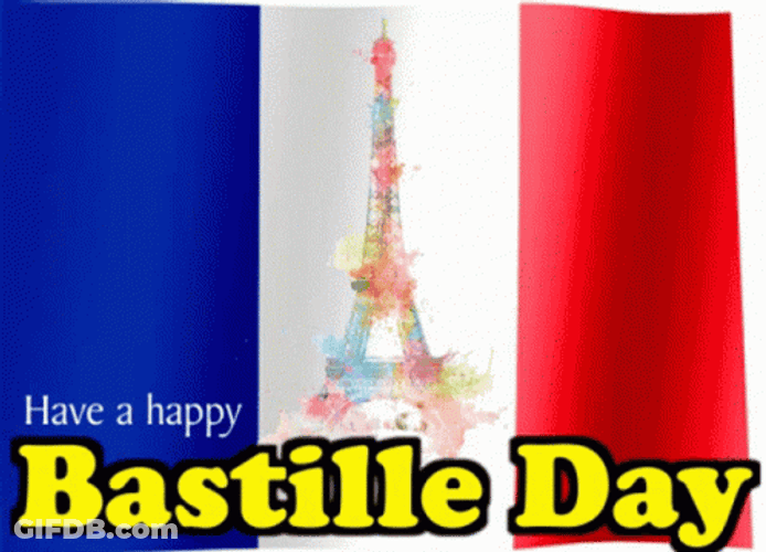 Happy Bastille Day French Flag And Eiffel Tower GIF