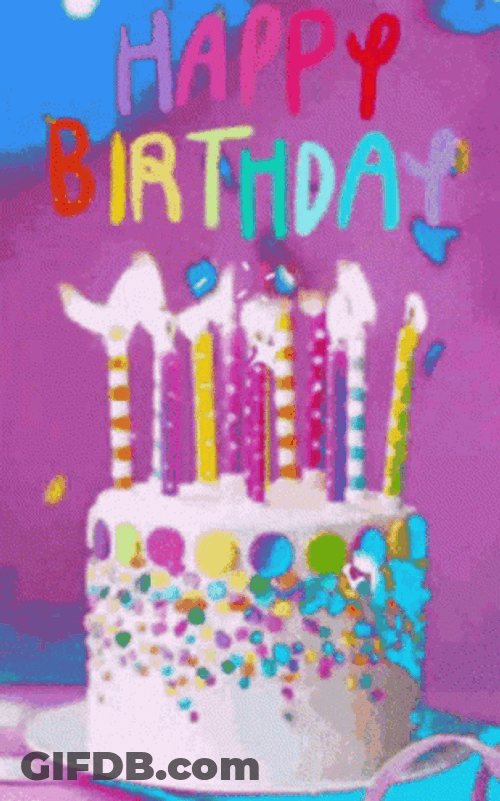 Happy Bday Colorful Cake GIF