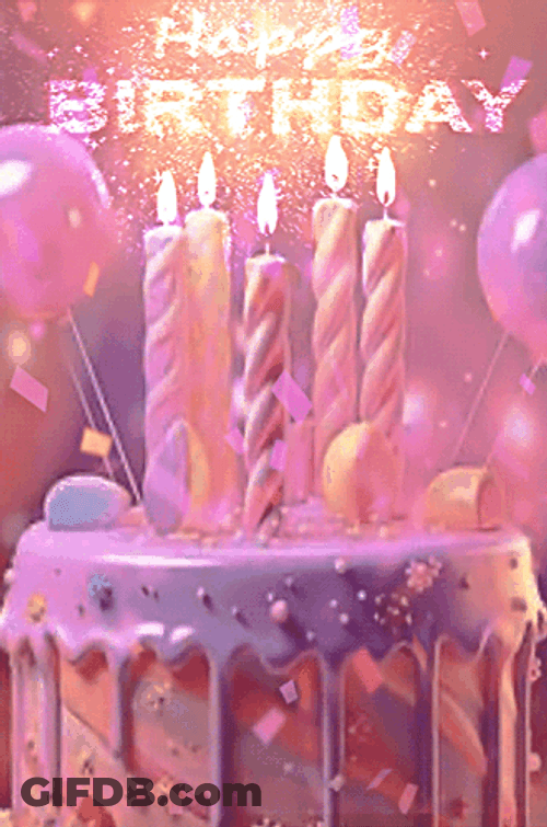 Happy Bday Confetti Pastel Cake GIF