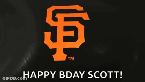 Happy Bday Scott Sign Orange Letters On Black GIF