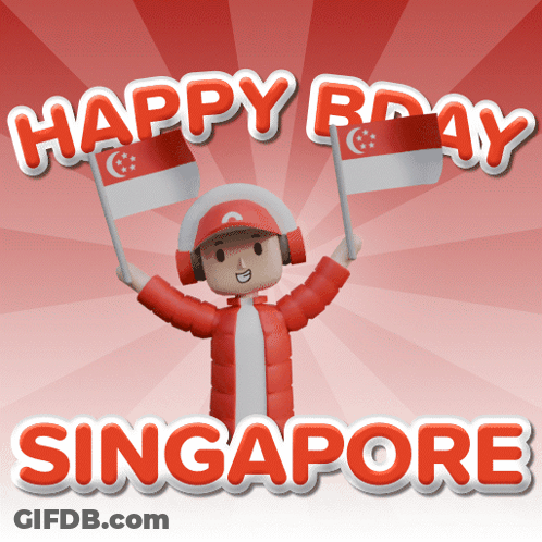 Happy Bday Singapore Poster With Cartoon Character GIF