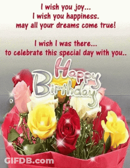 Happy Bday Sparkling Flowers GIF