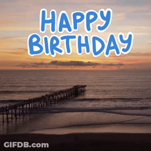 Happy Beach Birthday Message GIF