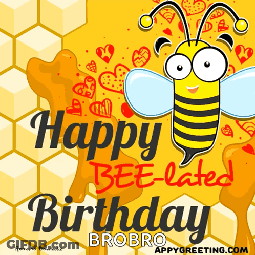 Happy Bee-Lated Birthday Greeting Card GIF