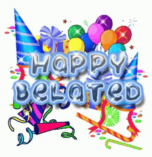 Happy Belated Birthday Balloons Confetti Glitter GIF