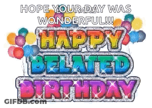 Happy Belated Birthday Card With Balloons GIF