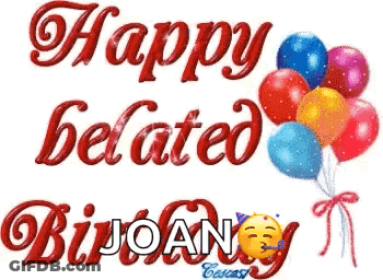 Happy Belated Birthday With Balloons And Face GIF